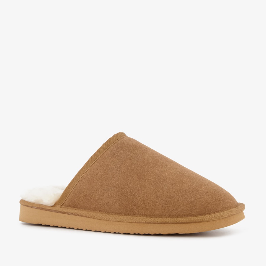 Hush Puppies suède herenpantoffels, cognac
