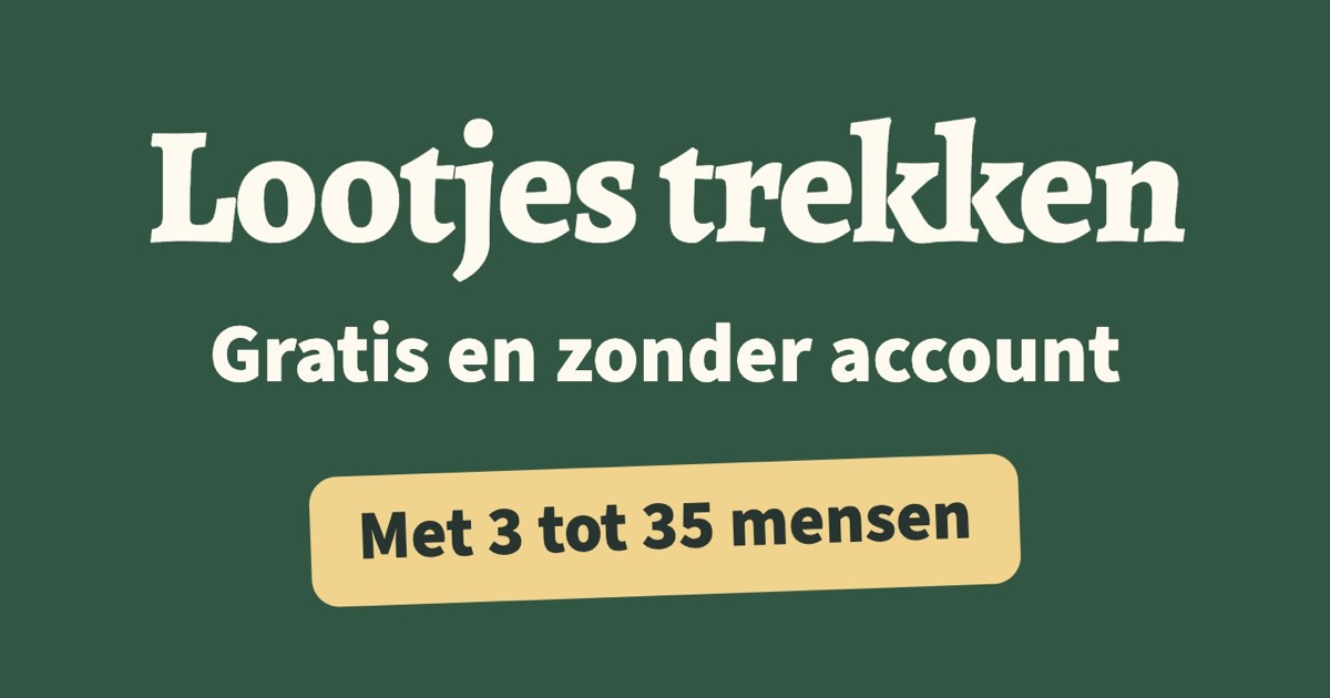 Lootjes trekken op Sinterklaas.nl: gratis en zonder account, met 3 tot 35 mensen