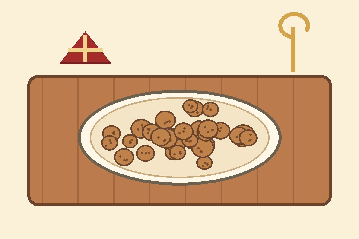 Een schaal zelfgebakken pepernoten op een houten plank