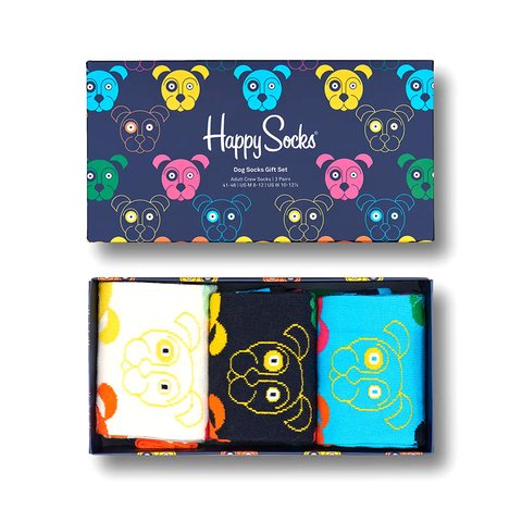 Giftbox van Happy Socks met drie paar hondensokken