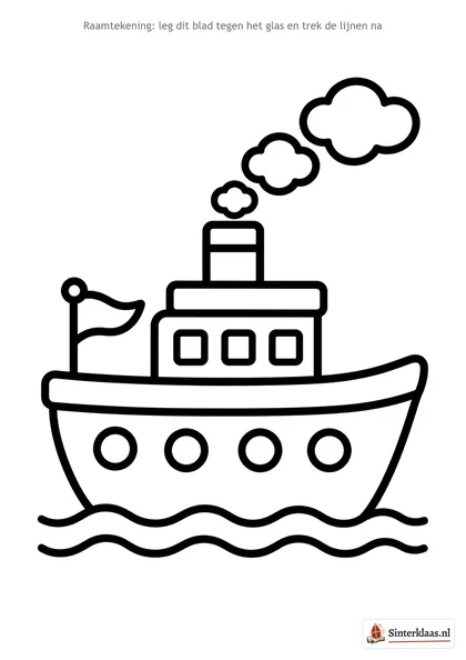Sjabloon voor een raamtekening van de stoomboot