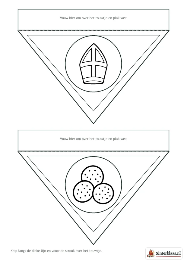 Printvel met twee Sinterklaas-vlaggen om zelf in te kleuren